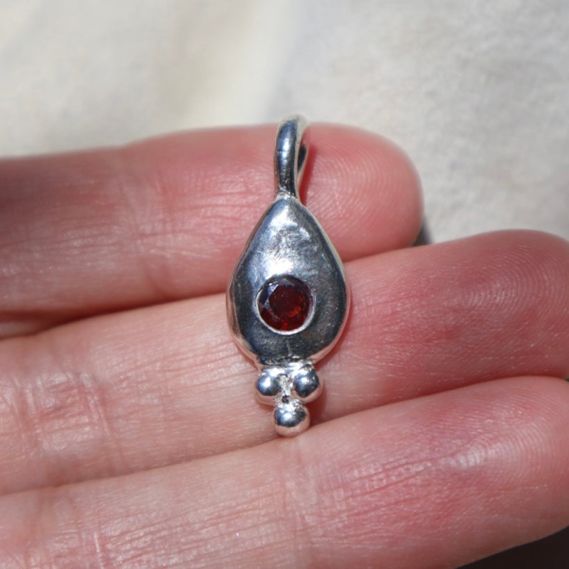 Freeform Garnet Teardrop Pendant