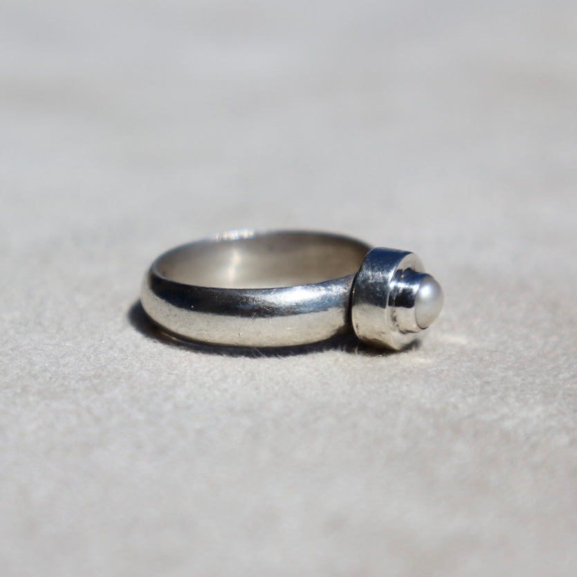 Artisan Made Pearl Solitaire Ring SZ 7