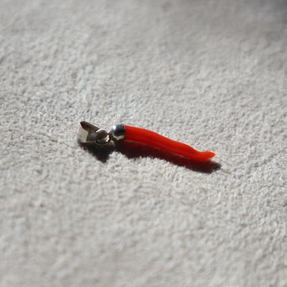 Italian Sterling + Coral Cornicello Pendant