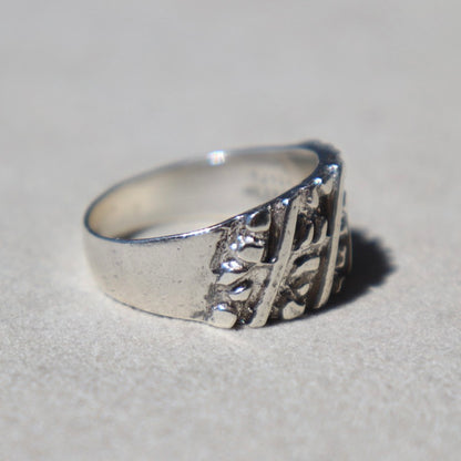 Brutalist Carved Silver Nugget Ring
