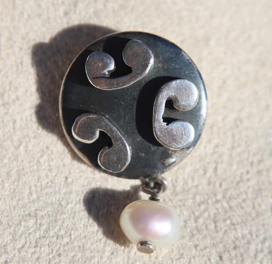 Abstract Sterling + Pearl Earrings