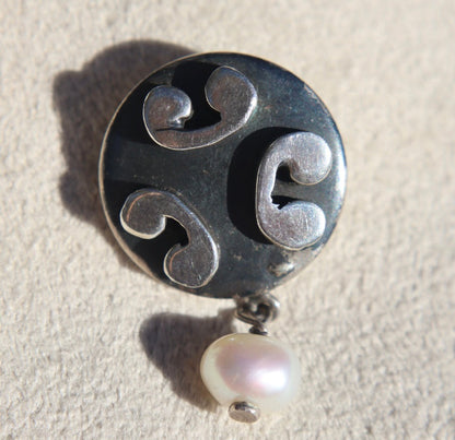 Abstract Sterling + Pearl Earrings