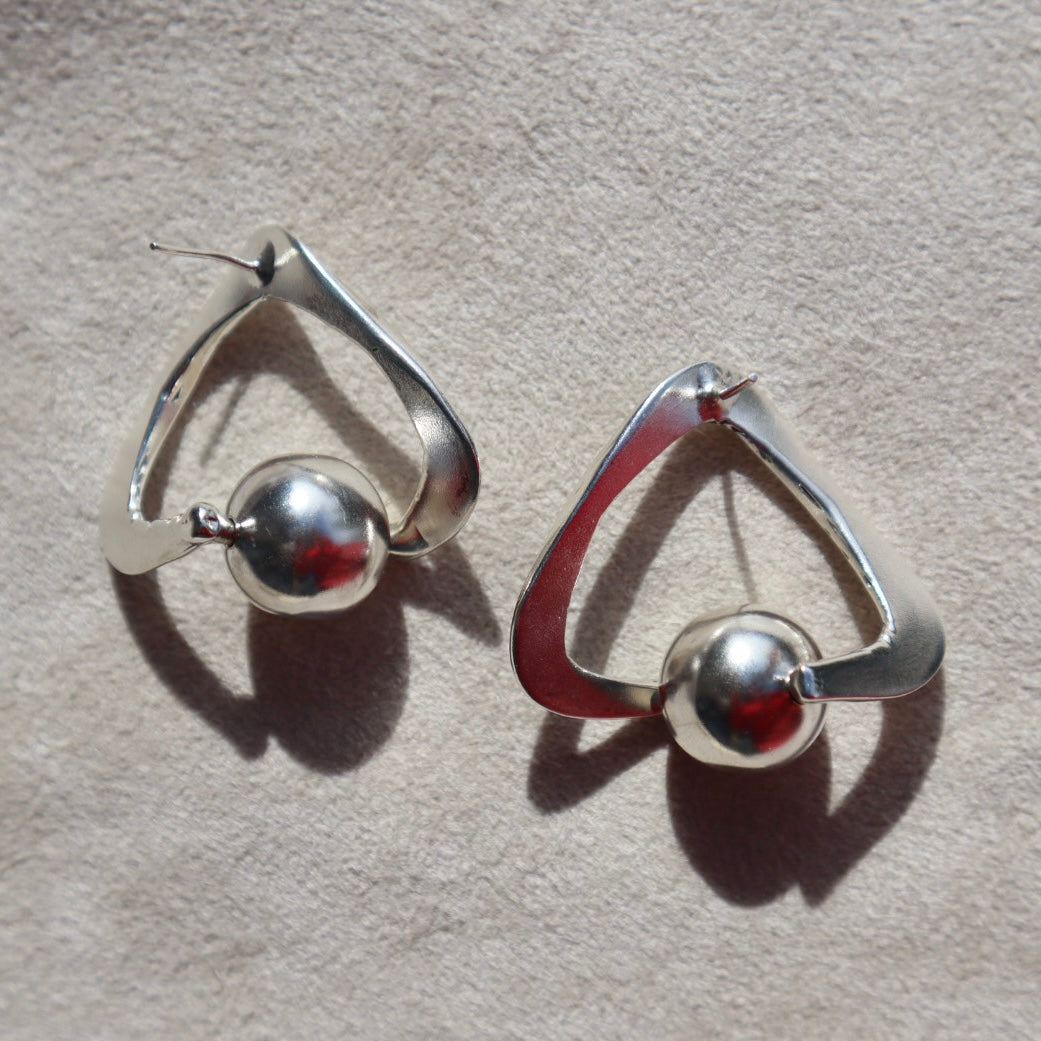 Handmade Abstract Sterling Spinner Earrings