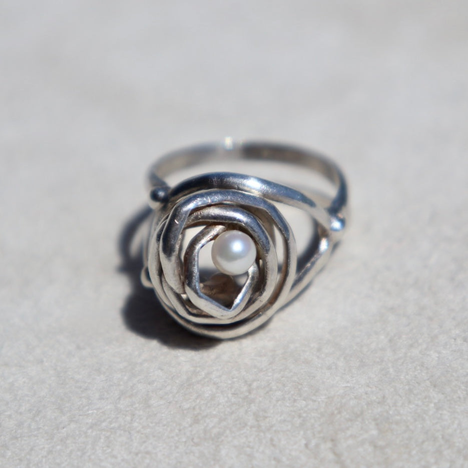 Nested Pearl Sterling Silver Ring