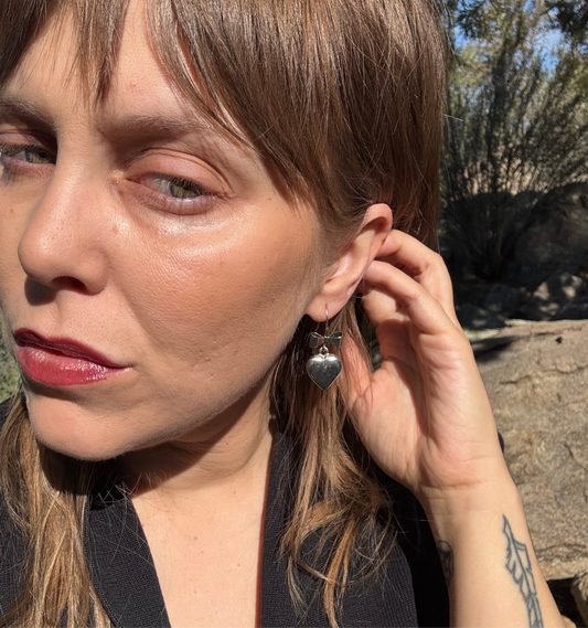 Silver Heart + Bow Earrings