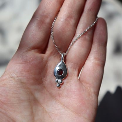 Freeform Garnet Teardrop Pendant