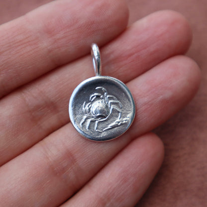 Sterling Silver Cancer Coin Pendant