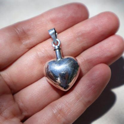 Sterling Silver Puffy Heart Vial Pendant