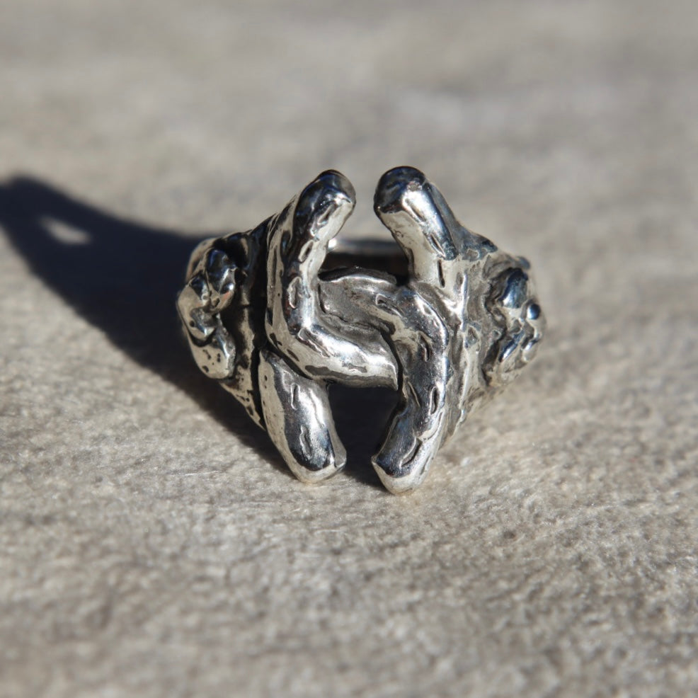 Sterling Horseshoe + Heart Signet Ring