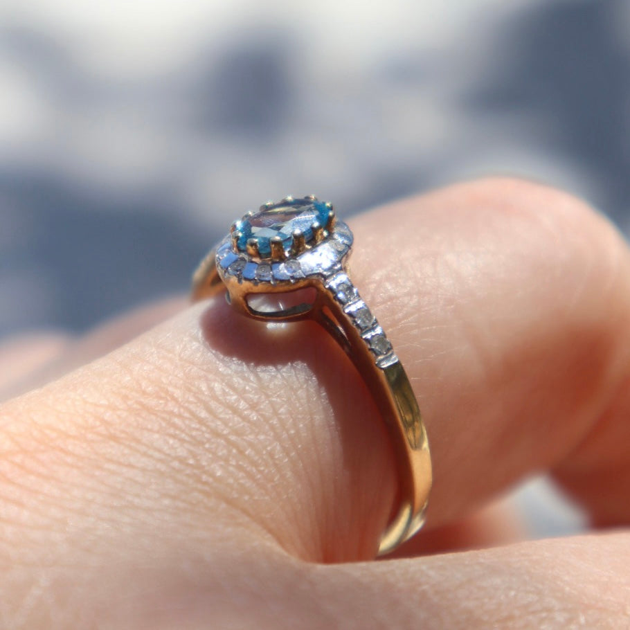 Blue Topaz + Diamond Ring