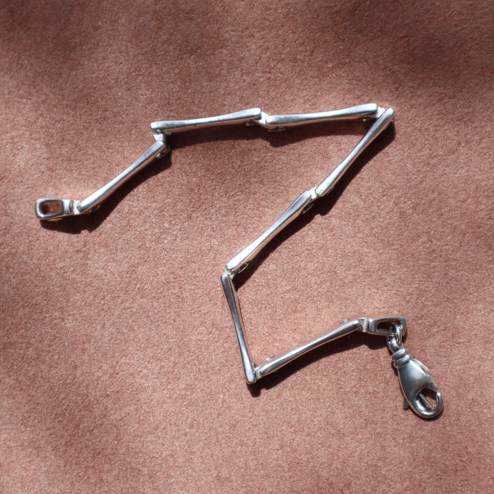 Chunky Silver Bar Link Bracelet