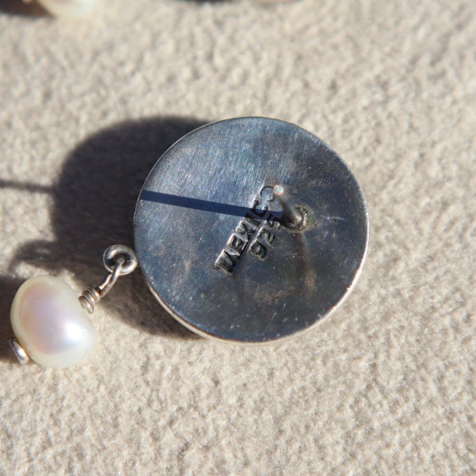 Abstract Sterling + Pearl Earrings