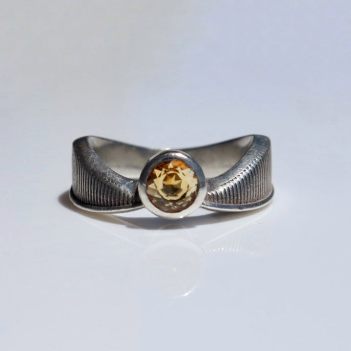 Sterling Citrine Solitaire Ring