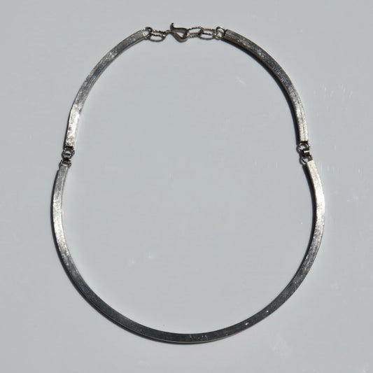Brushed Silver Modern Collar Necklace