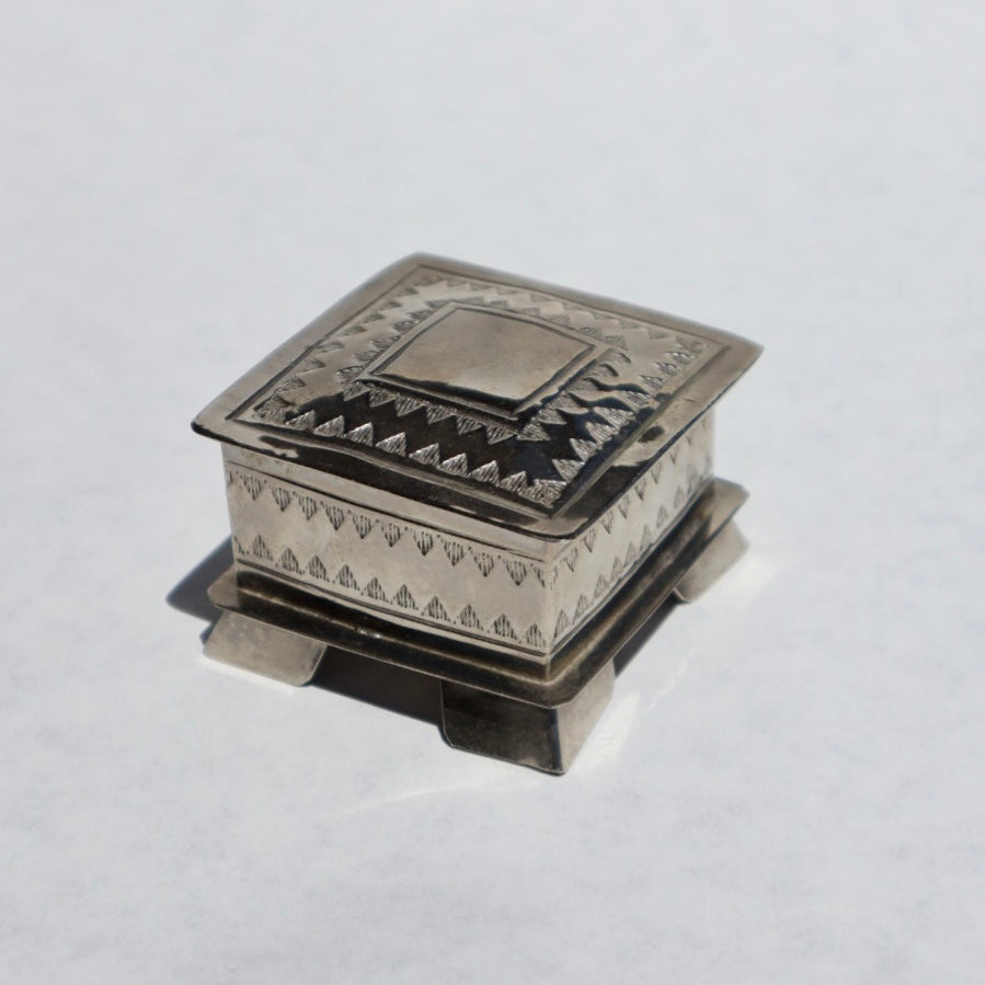 Silver Metal Hand Etched Jewelry Box
