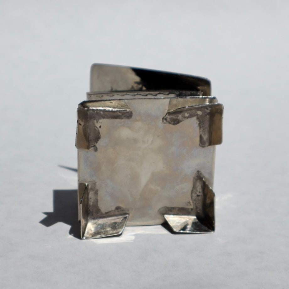 Silver Metal Hand Etched Jewelry Box