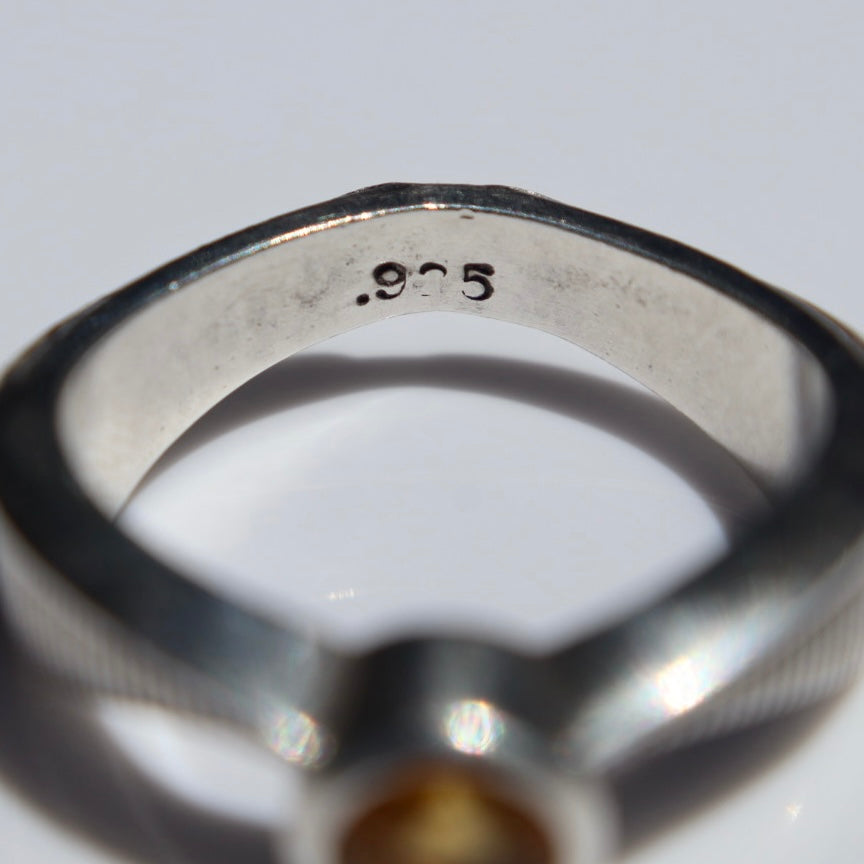 Sterling Citrine Solitaire Ring