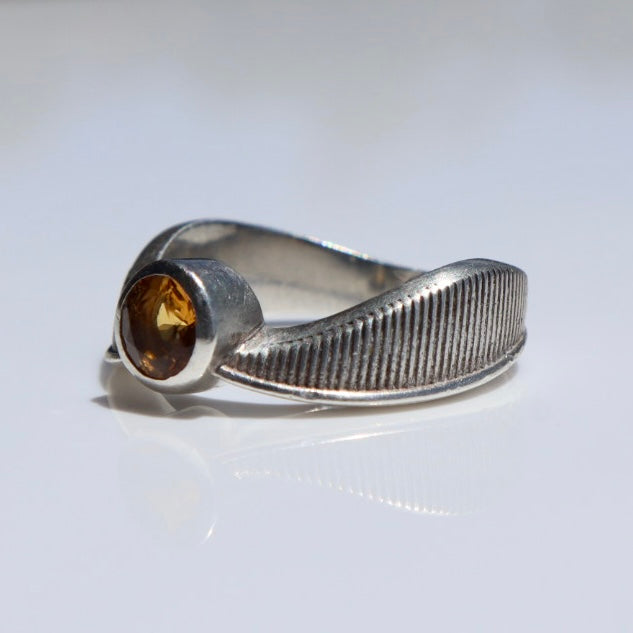 Sterling Citrine Solitaire Ring