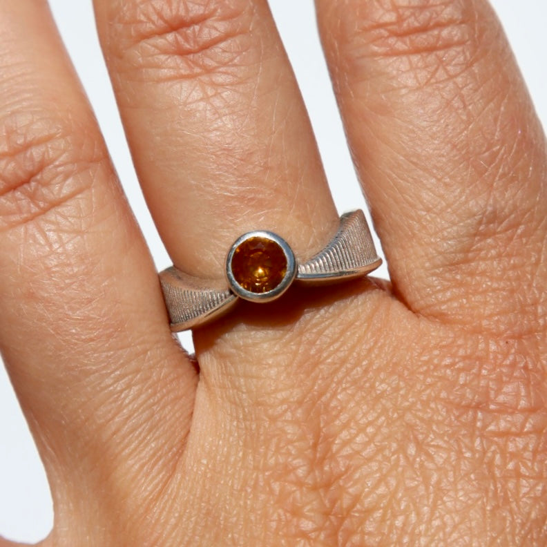 Sterling Citrine Solitaire Ring